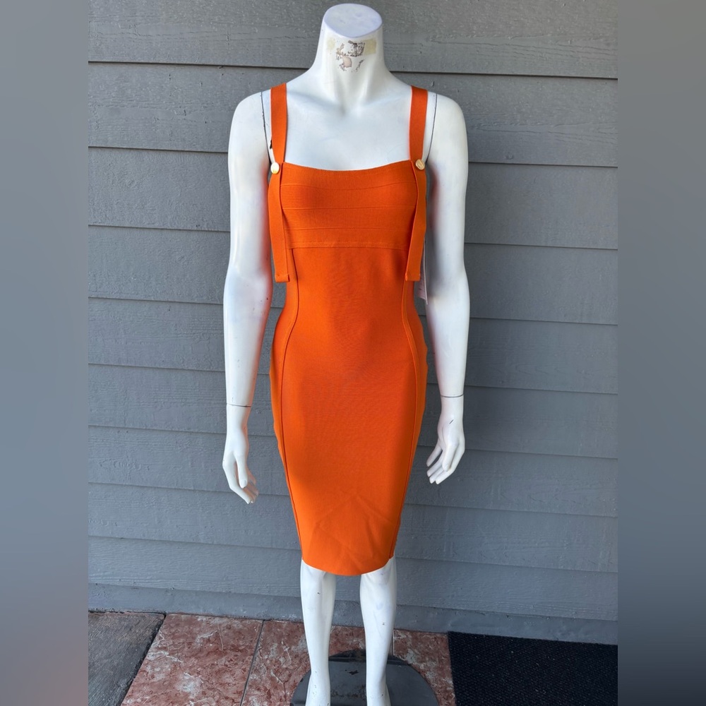 Hera Collection Vibrant Orange Midi Dress